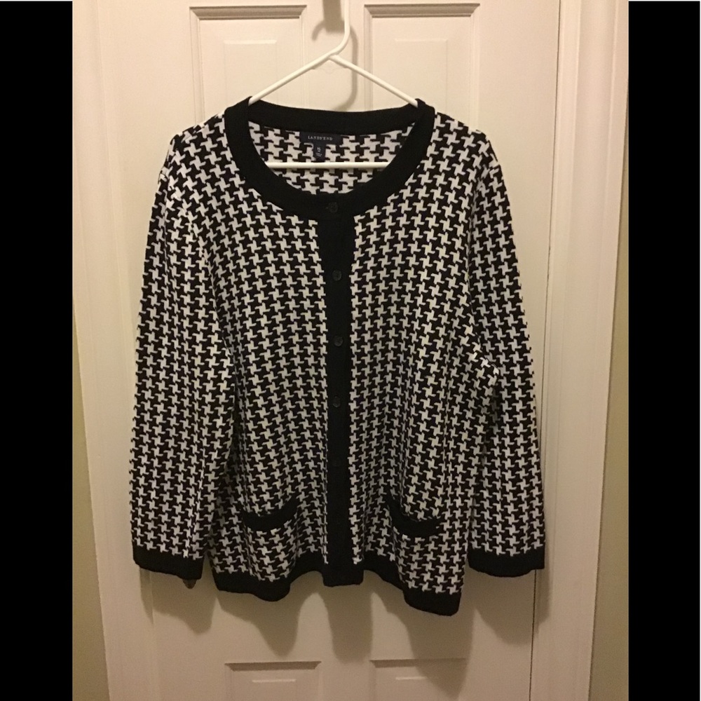 Lands End houndstooth cardigan size xl